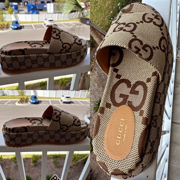 Gucci Platform Sandals, Beige - Picture 2 of 4